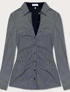 Tmavomodrá dámska nadrobno pruhovaná košeľa (SSY2026)