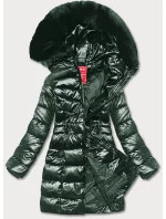 Dámska zimná bunda slim fit tmavozelená (2M-032)
