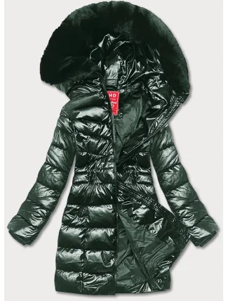 Dámska zimná bunda slim fit tmavozelená (2M-032)