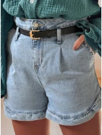 Dámske džínsové šortky s opaskom SHORT LOVER modré FashionStreet SY0468