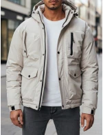 Pánska zimná bunda s kapucňou svetlo béžová FashionStreet TX5109