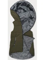 Obojstranná dámska vesta v khaki farbe (R8006)