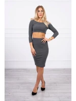 Súprava blúzky a sukne v grafitovej farbe Súprava blúzky a sukne v grafitovej farbe