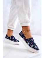 Damskie Tenisówki Slip On Memory Foam Big Star JJ276016 Granatowe