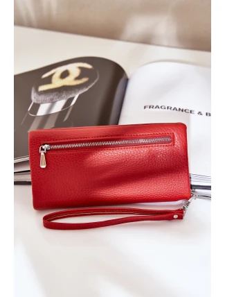 Duży Portfel Damski Z Tłoczeniem Eko Skóra Czerwony Martiel