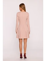 Šaty s obrátenými záhybmi M872 béžová - MOE