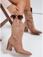 Dámske semišové kovbojské topánky béžové FashionStreet ZY1195