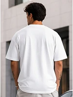 Pánske základné bavlnené oversize biele tričko FashionStreet RX5683 Pánske základné bavlnené oversize biele tričko FashionStreet RX5683