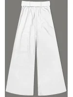 Elegantné dámske nohavice s opaskom biele (18727)