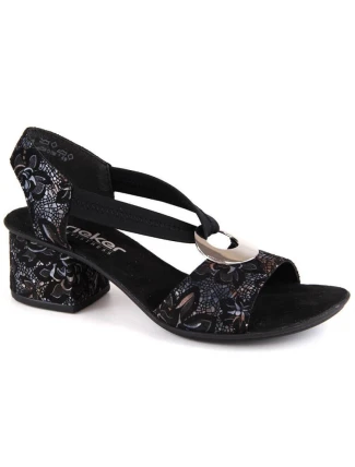 Pohodlné čierne sandále Rieker W RKR679 Pohodlné čierne sandále Rieker W RKR679
