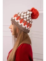 Dámska čiapka Laila K283 dark beige+ecru