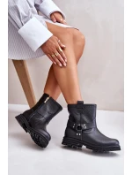 Skórzane Botki Damskie Na Płaskim Obcasie Lewski 3610 Czarne