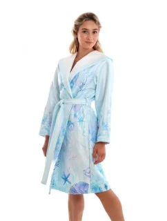 Dámsky župan s kapucňou ANJU 3051 0002 Svetlo modrý more - Vestis