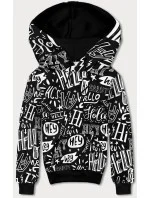 Čierna pánska "klokanie" mikina s potlačou (8B1150-1)