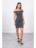 Španielske šaty s volánikmi grafitové