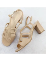 Béžové dámske sandále na podpätku Sergio Leone SK884