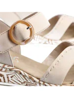 Pohodlné béžové sandále na platforme s podpätkom Rieker W RKR595