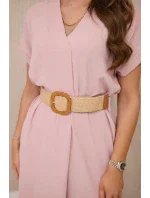 Šaty s ozdobným opaskom tmavo púdrovo ružové Šaty s ozdobným opaskom tmavo púdrovo ružové