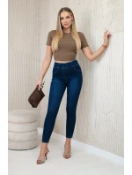 Tmavé džínsové nohavice s mašľou Tmavé džínsové nohavice s mašľou