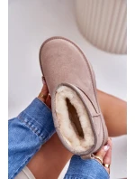 Modne Zamszowe Niskie Śniegowce Khaki Nucca