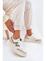 Buty Sportowe Damskie Na Platformie Panterka Beżowe Lorori