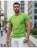Pánske tričko s limetkovo zelenou potlačou FashionStreet NX5008R