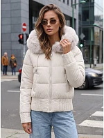 Dámska zimná prešívaná bunda s kožušinou, biela, FashionStreet TY5832 Dámska zimná prešívaná bunda s kožušinou, biela, FashionStreet TY5832