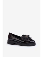 Damskie Lakierowane Mokasyny Z Kokardą Laura Messi 2786 Czarne