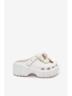 Klapki Dziecięce Dziewczęce Piankowe Z Kokardką I Ozdobami Białe Selvana