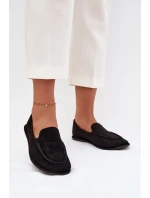 Mokasyny Damskie Z Eko Zamszu Płaskie Czarne Miryelle