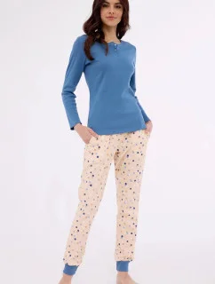 Dámske pyžamo Sammy 723/380 Džínsy modré s béžovým vzorom - Cornette