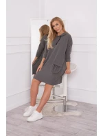 Šaty s kapucňou v grafitovej farbe