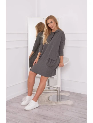 Šaty s kapucňou v grafitovej farbe