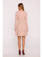 M872 Šaty s obrátenými záhybmi - béžové M872 Šaty s obrátenými záhybmi - béžové