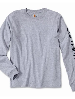 Tričko s dlhým rukávom Carhartt Sleeve Logo T-Shirt L/S – sivá melírovaná, veľkosť: L