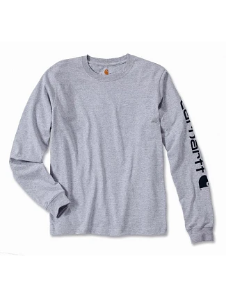 Tričko s dlhým rukávom Carhartt Sleeve Logo T-Shirt L/S – sivá melírovaná, veľkosť: L