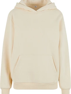 Build your Brand BY 289 Dámska mikina oversize s kapucňou „Fluffy“ 56.0289 biela piesková