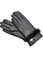 Semiline Dámske kožené antibakteriálne rukavice P8208 Black