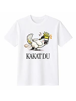 Dámske bavlnené tričko s potlačou - KAKAT DU - biele Dámske bavlnené tričko s potlačou - KAKAT DU - biele