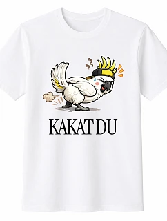 Dámske bavlnené tričko s potlačou - KAKAT DU - biele