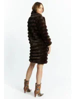 Dámsky kabát prešívaný COT0590-017 Tmavo hnedý - Monnari