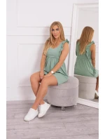 Šaty s volánmi na bokoch v tmavej mätovej farbe