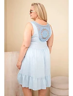 Dámske plus size viskózové šaty s čipkou bez rukávov modré