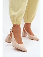 Materiálové sandály na podpatku Béžové Elissea