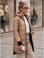 Dámska prešívaná prechodná bunda s kapucňou, béžová, FashionStreet TY5791 Dámska prešívaná prechodná bunda s kapucňou, béžová, FashionStreet TY5791