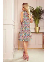 VICTORIA - Dámske trapézové šaty s farebným vzorom 296-1 VICTORIA - Dámske trapézové šaty s farebným vzorom 296-1