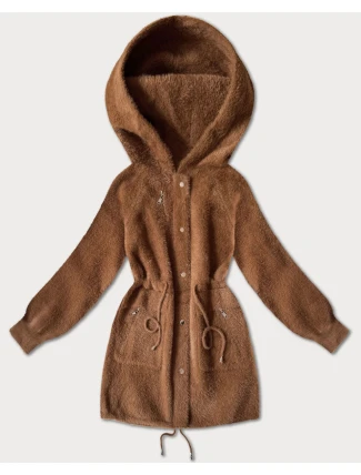 Vlnená bunda z alpaky v karamelovej farbe (W017#)