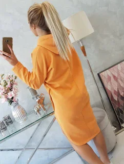 Šaty s kapucňou a bočným rázporkom broskyňové