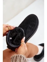 Skórzane Zamszowe Śniegowce Na Platformie Za Kostkę Czarne Rianaella