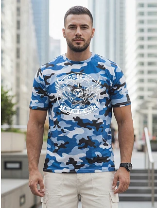 Pánske tričko s potlačou moro blue FashionStreet NX2004R Pánske tričko s potlačou moro blue FashionStreet NX2004R
